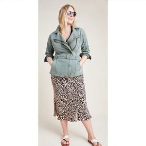 Anthropologie Army Green Trench-Style Coat